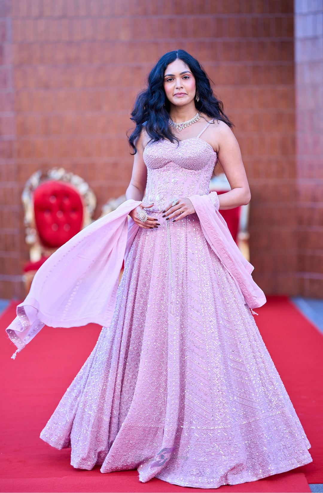 Aadhya – Blush Pastel Sequin Dream Lehenga