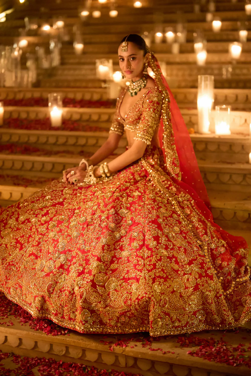 Seema Gujral - Red Zardosi Lehenga Set