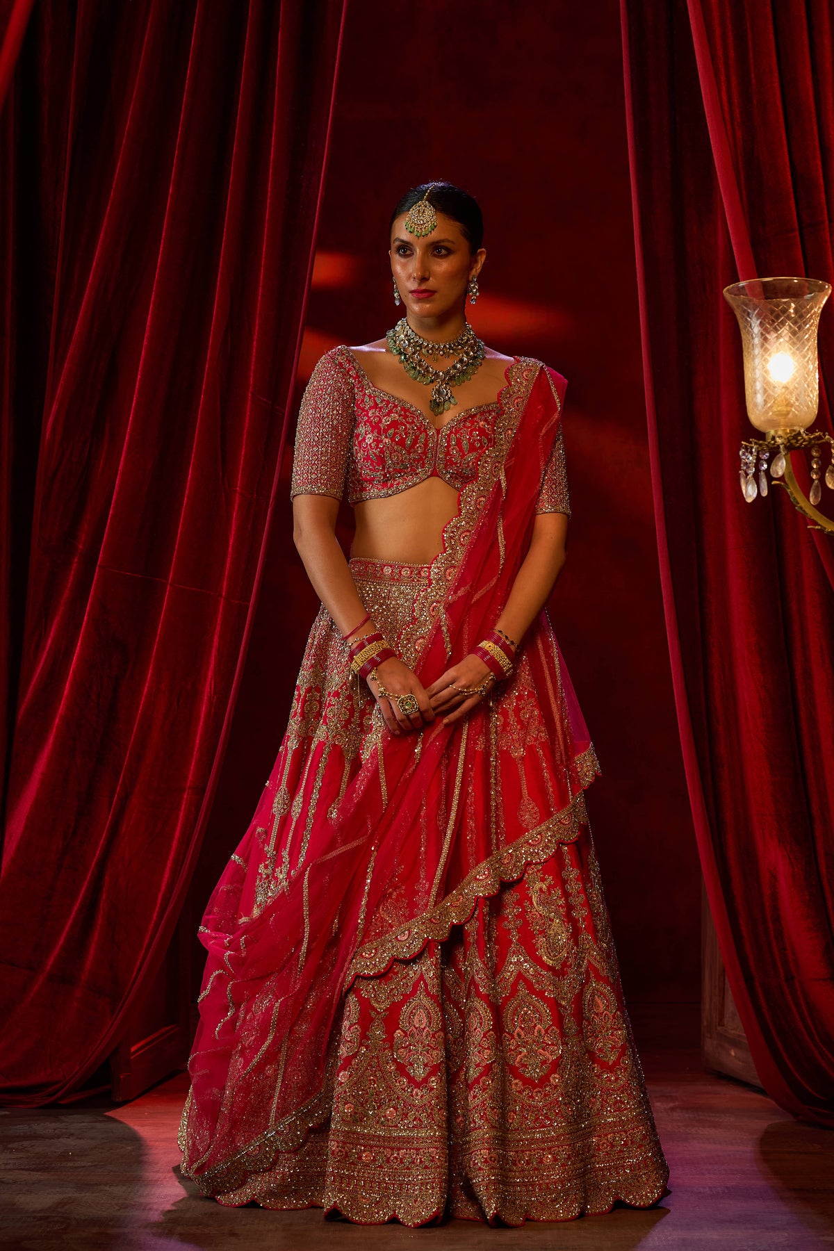 Kalighata - Arushi Lehenga – Cherry Red