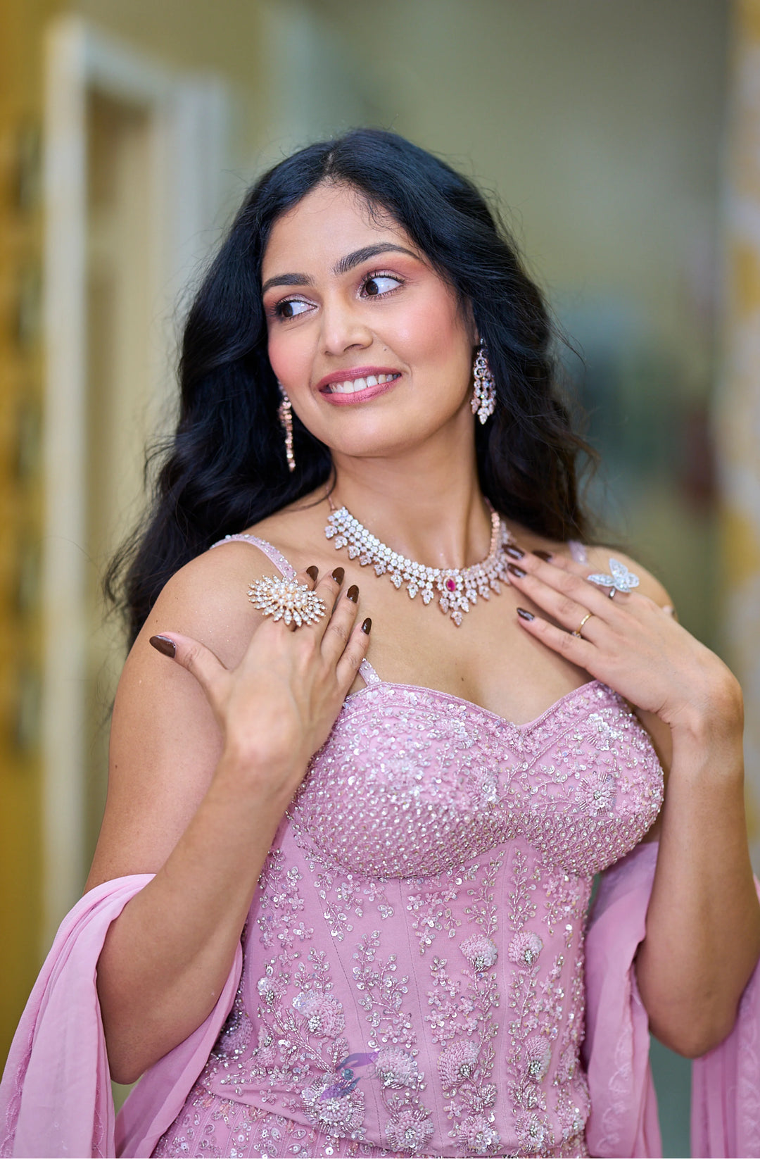 Aadhya – Blush Pastel Sequin Dream Lehenga