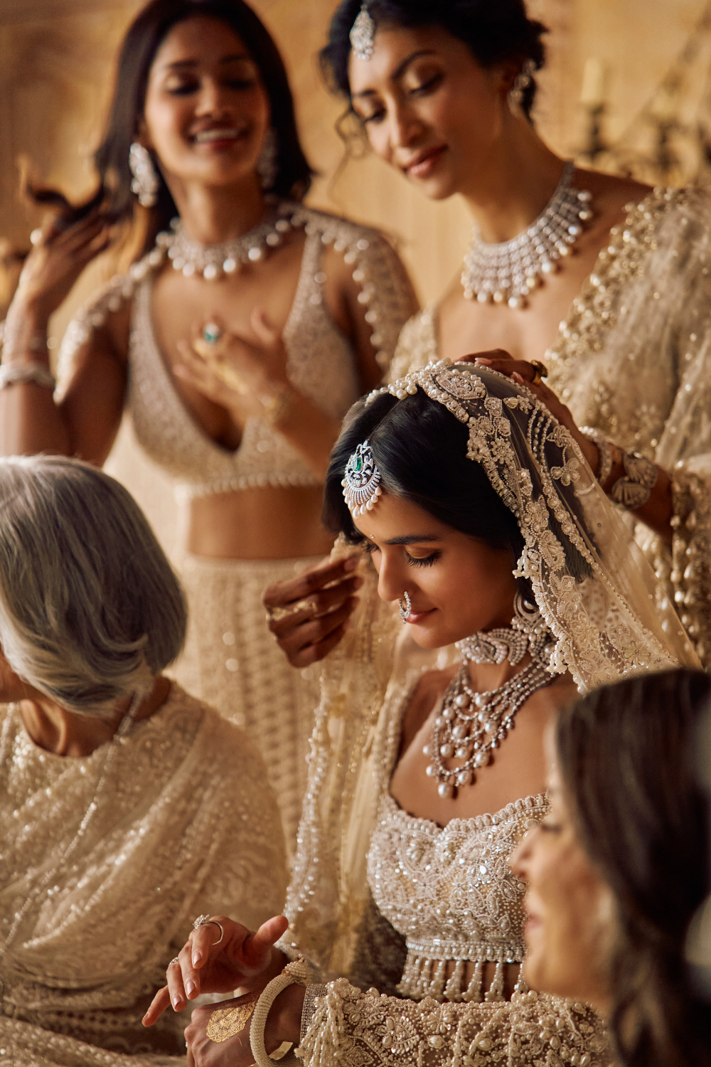 Seema Gujral - Nude Pearl Lehenga Set