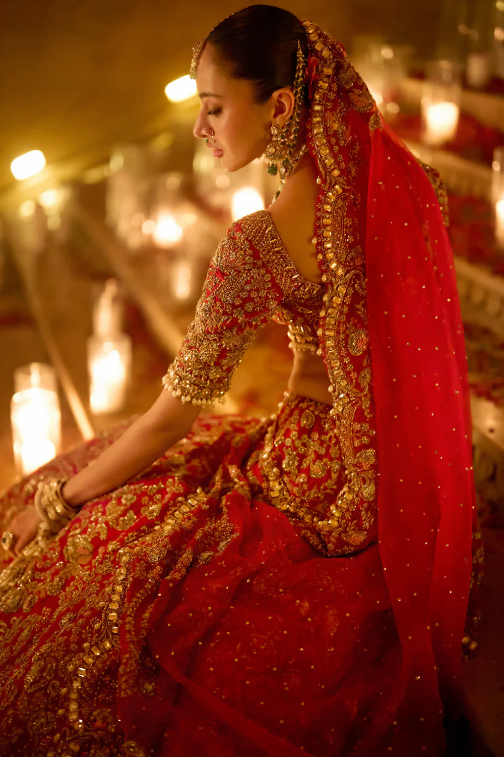 Seema Gujral - Red Zardosi Lehenga Set