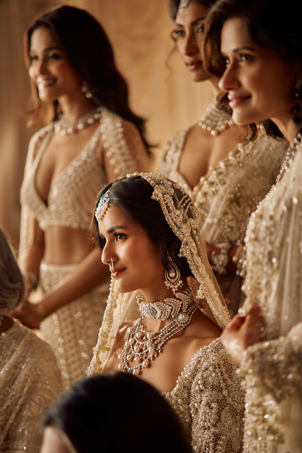 Seema Gujral - Nude Pearl Lehenga Set