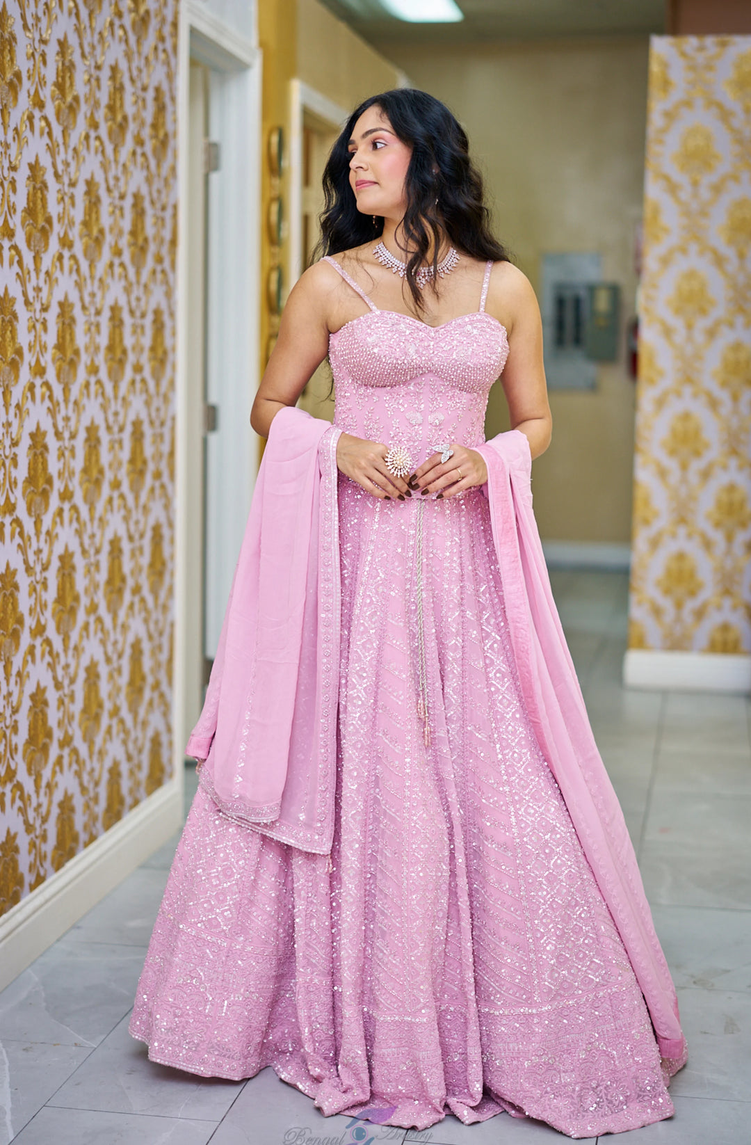 Aadhya – Blush Pastel Sequin Dream Lehenga