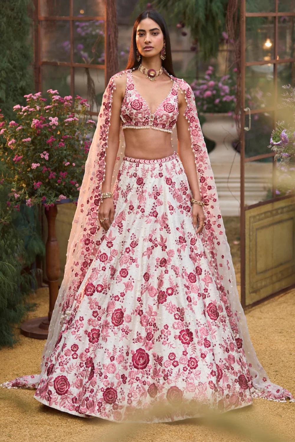 Seema Gujral - Ruby Floral Lehenga Set