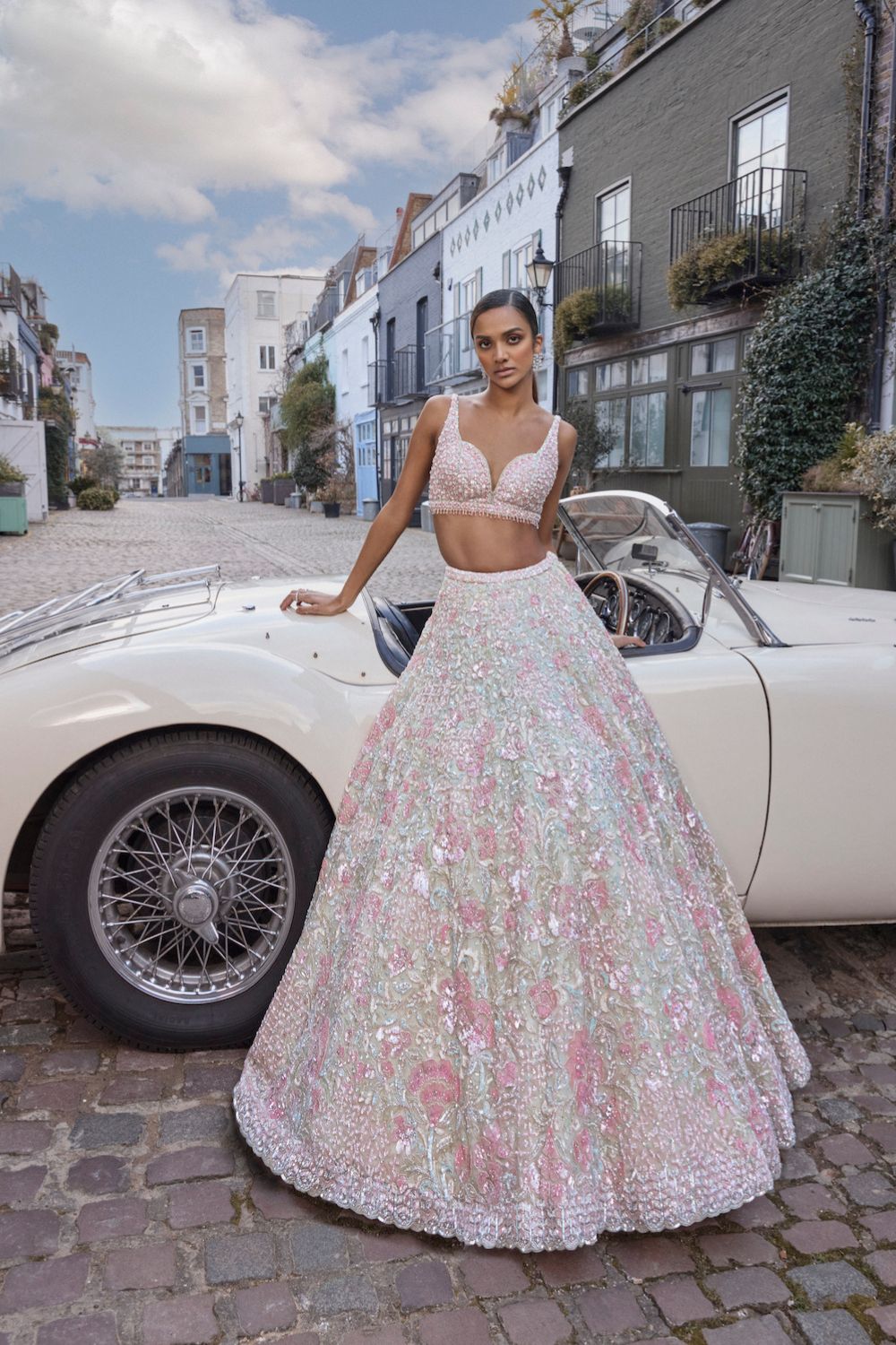 Seema Gujral - Sea Green Sequin Lehenga Set