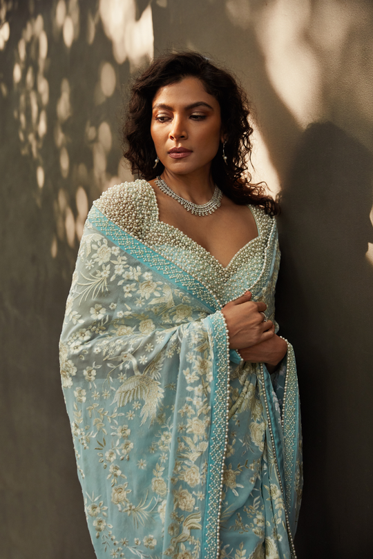 Seema Gujral - Powder Blue Saree