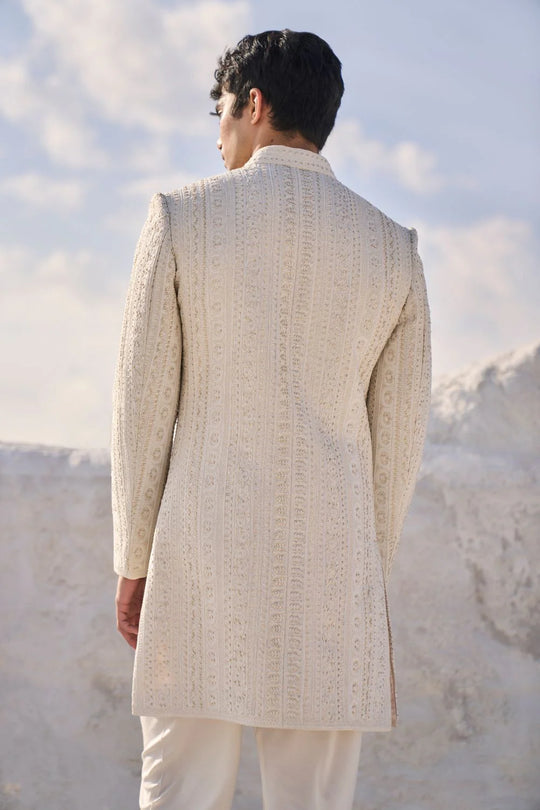 Seema Gujral - Cream Dori Sherwani Set