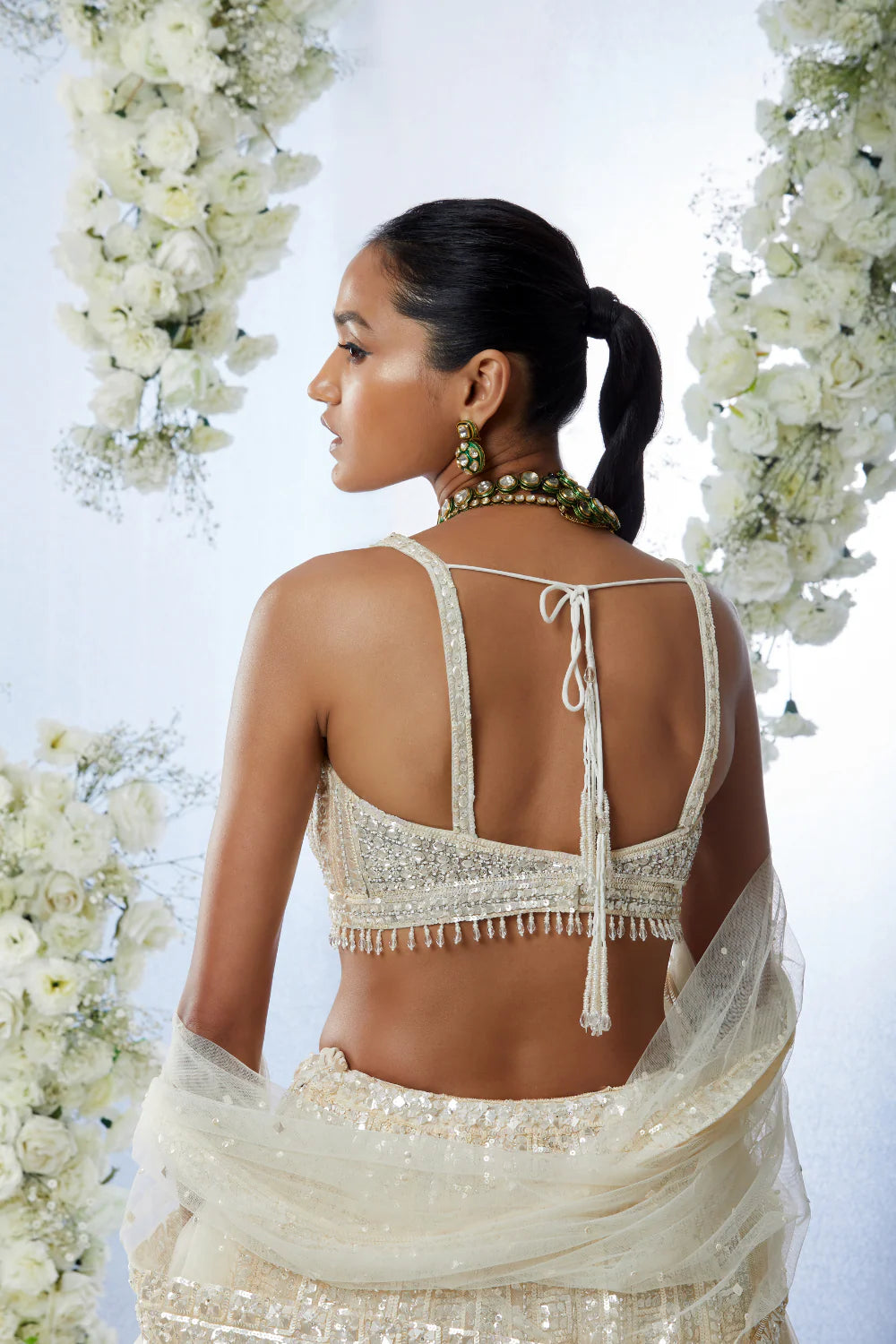 Seema Gujral - Ivory Sequin Lehenga Set