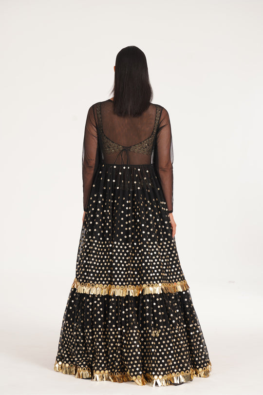 Abhinav Mishra - Intense black jacket skirt set