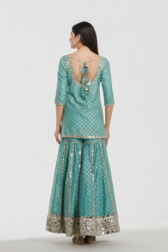 Abhinav Mishra - Aero Blue Sharara Set