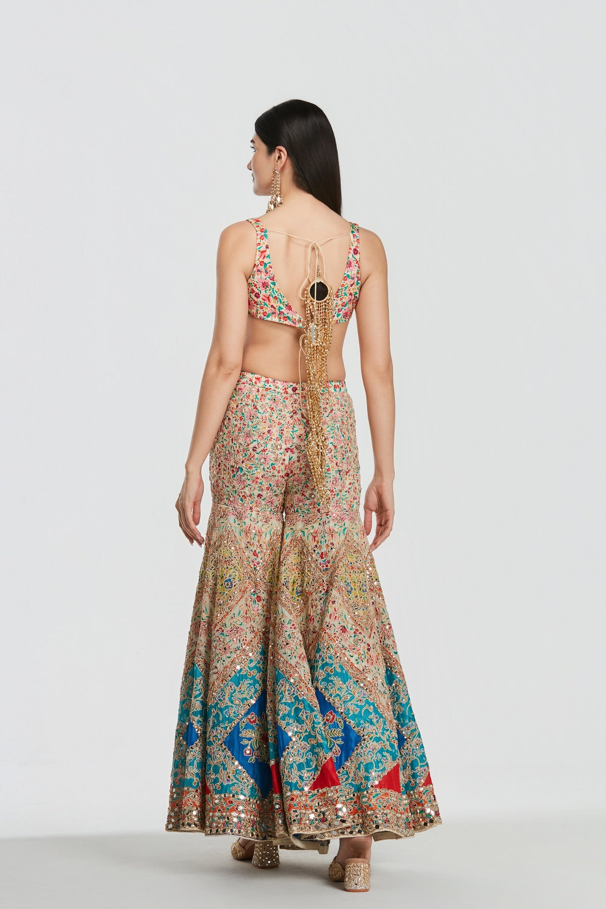 Abhinav Mishra - Multicoloured Sharara Set with Jacket