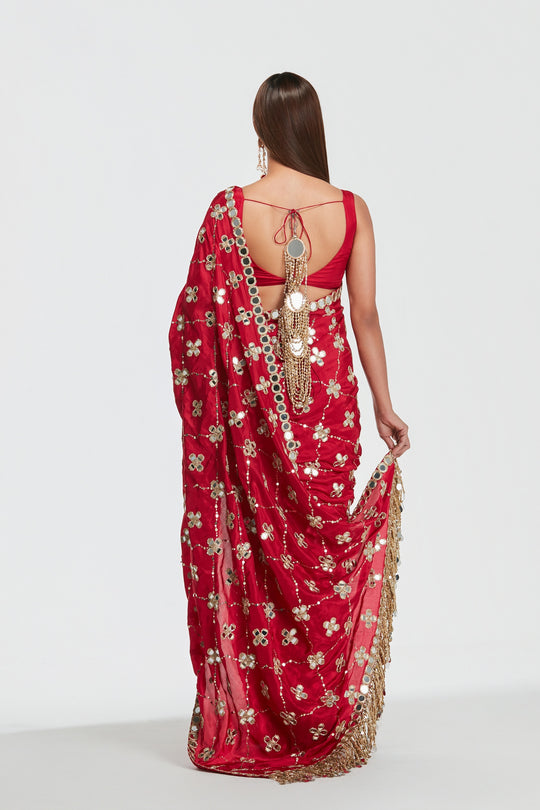 Abhinav Mishra - Shrine Mulberry Saree Set
