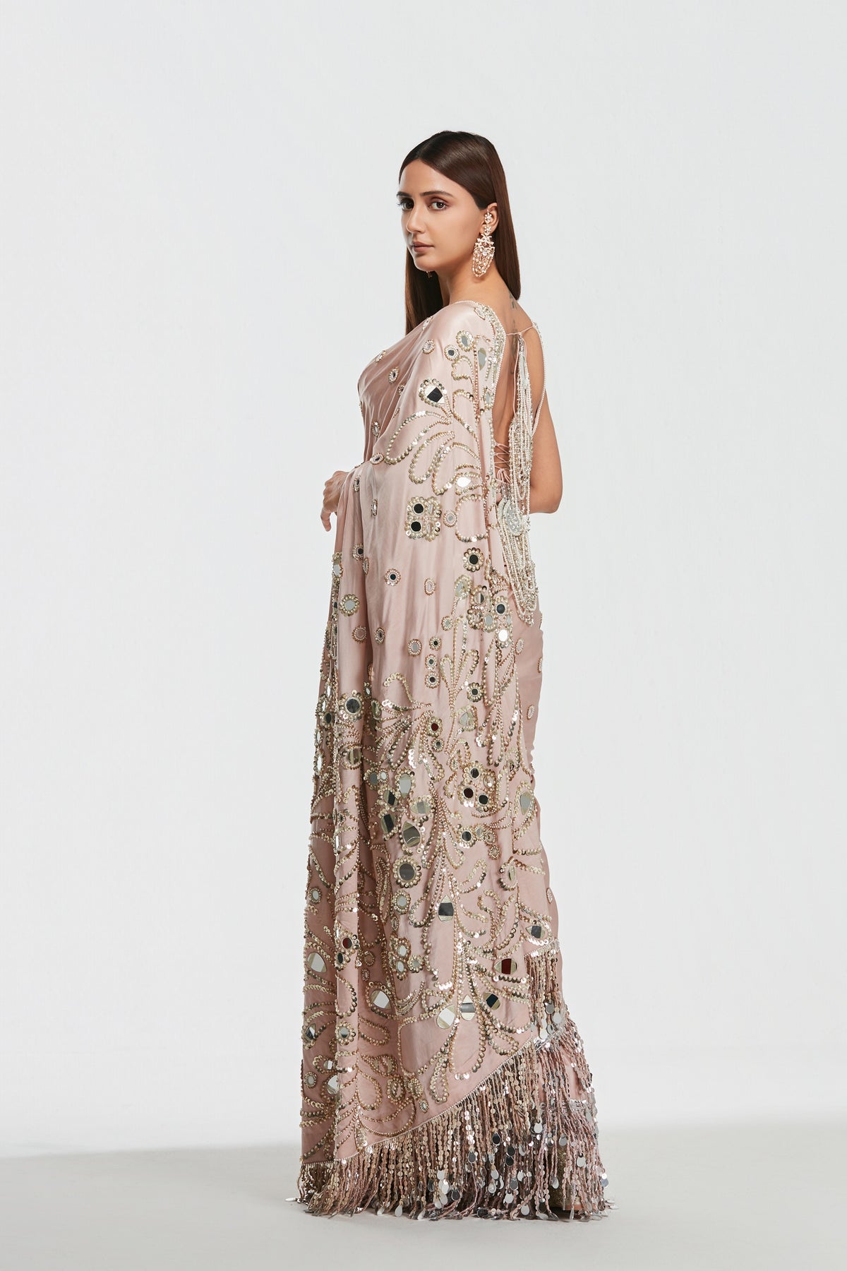 Abhinav Mishra - Shrine Peony Pink Saree Set