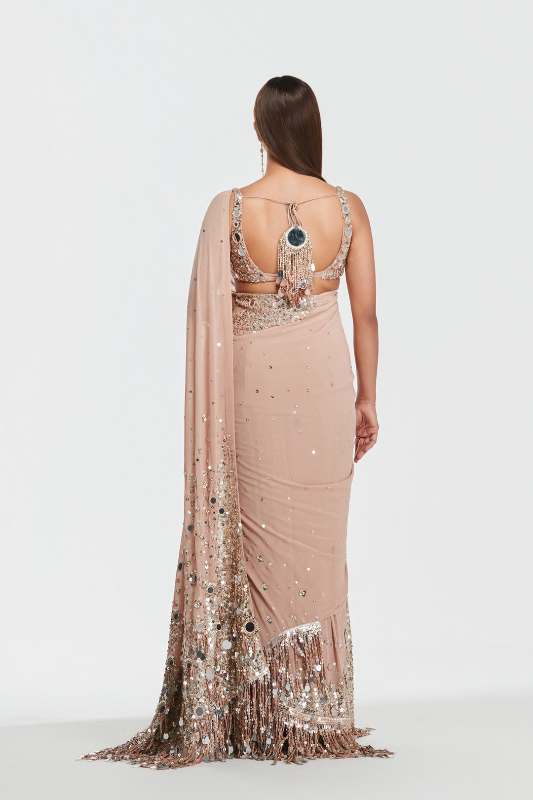 Abhinav Mishra - Shrine Ballet Pink Saree Set