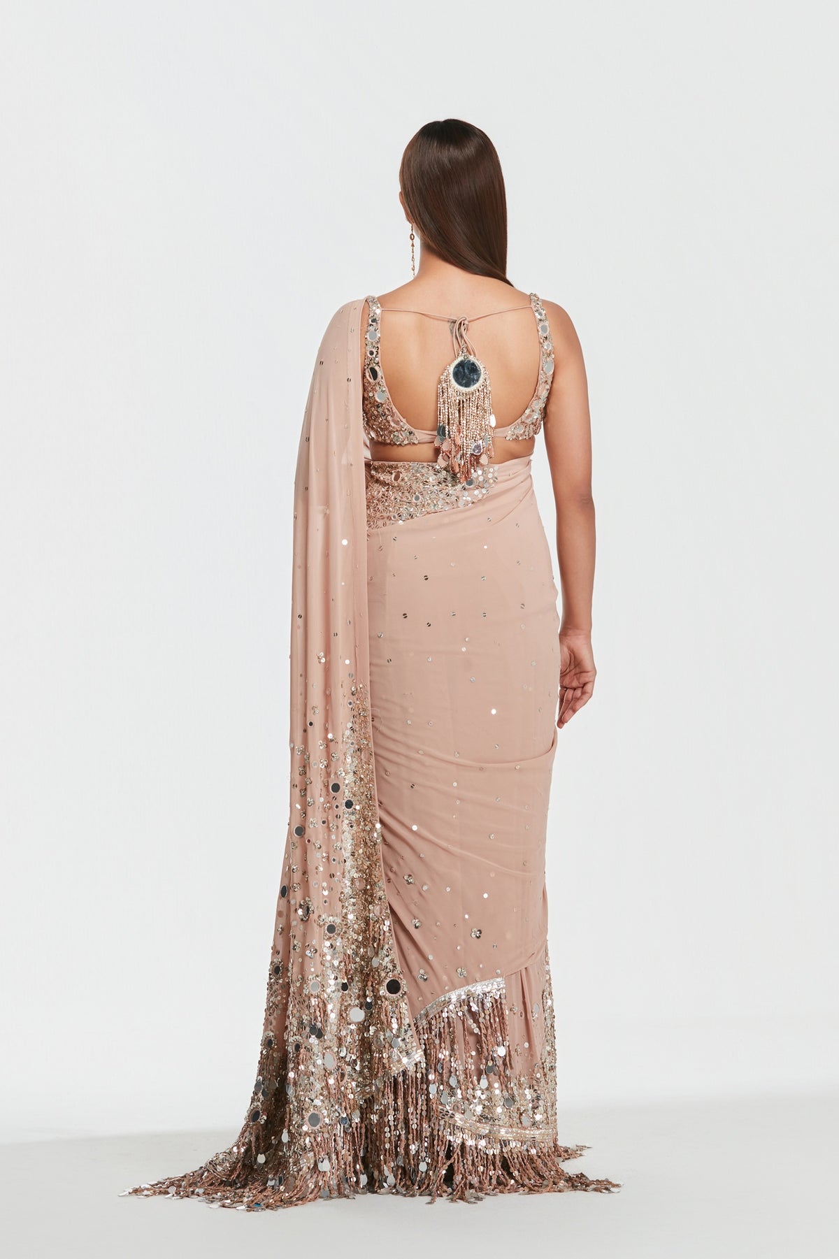 Abhinav Mishra - Shrine Ballet Pink Saree Set