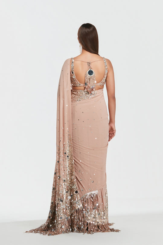 Abhinav Mishra - Shrine Ballet Pink Saree Set