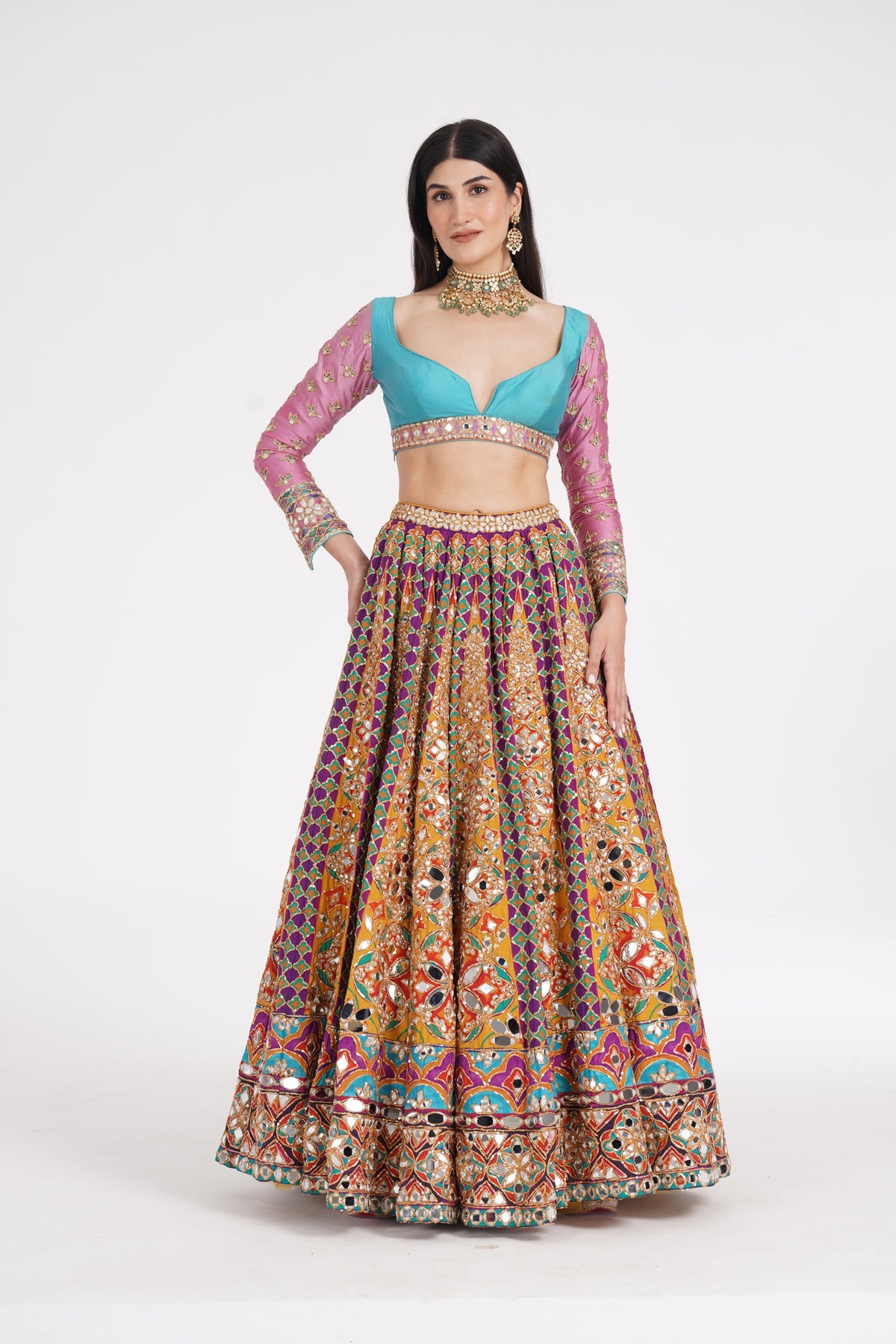 Abhinav Mishra - Tangerine Hues Lehenga Set