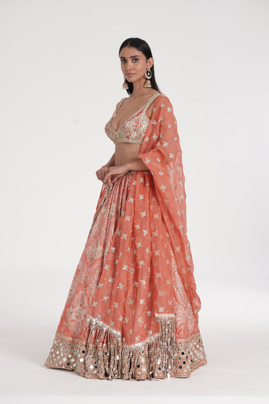 Abhinav Mishra - Safron Pale Lehenga Set
