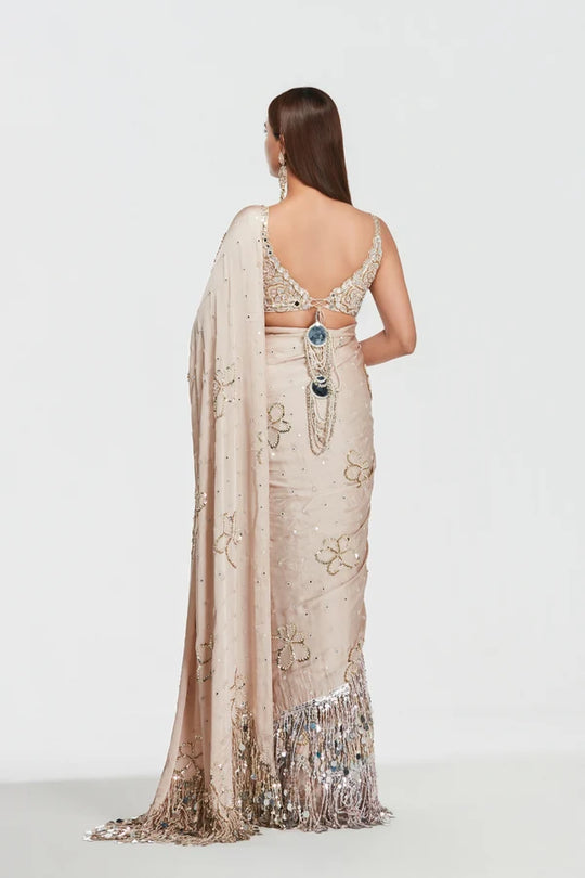 Abhinav Mishra - Shrine Shell Pink Saree Set