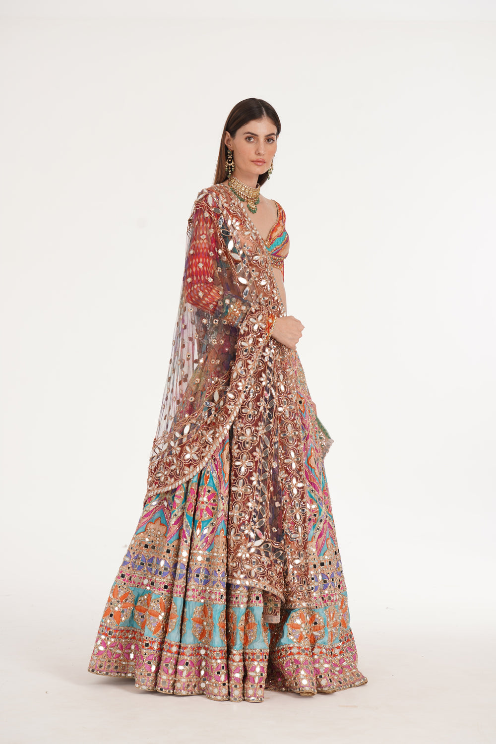 Abhinav Mishra - Lake Blue Multishade Lehenga Set