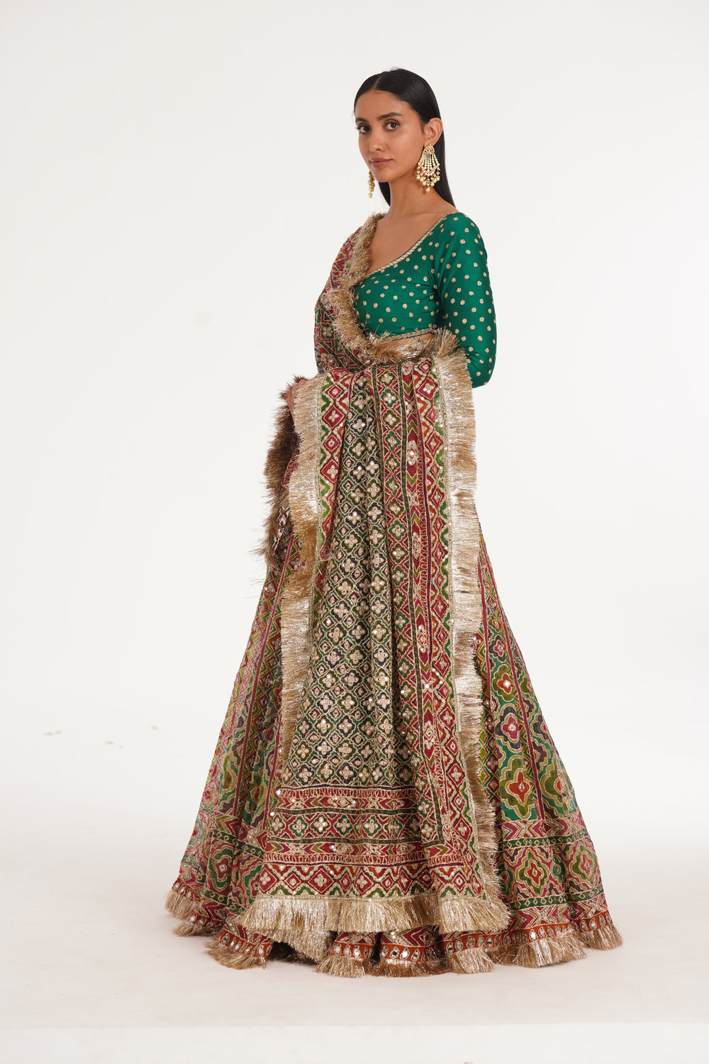 Abhinav Mishra - Magnolia Chevron Pattern Lehenga Set