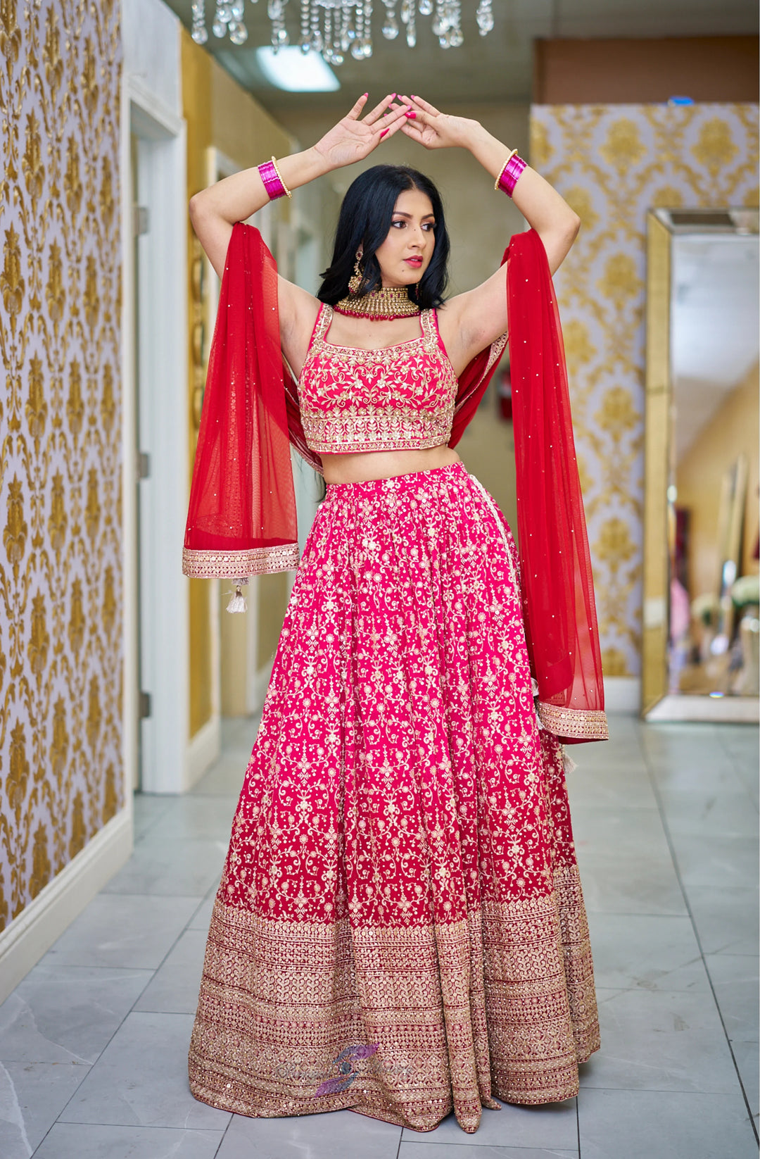 Ridhima – Ruby Royal Zari Embellished Lehenga