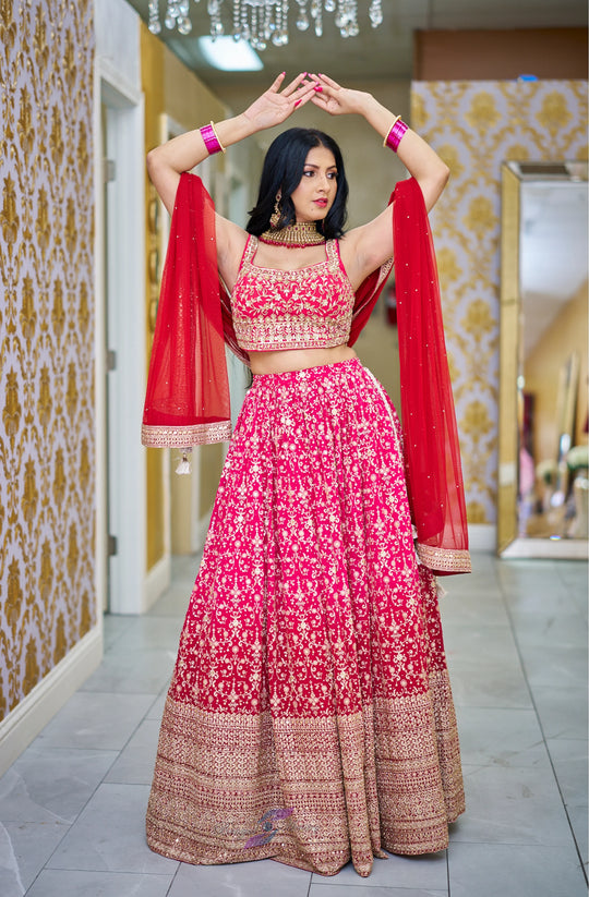 Ridhima – Ruby Royal Zari Embellished Lehenga