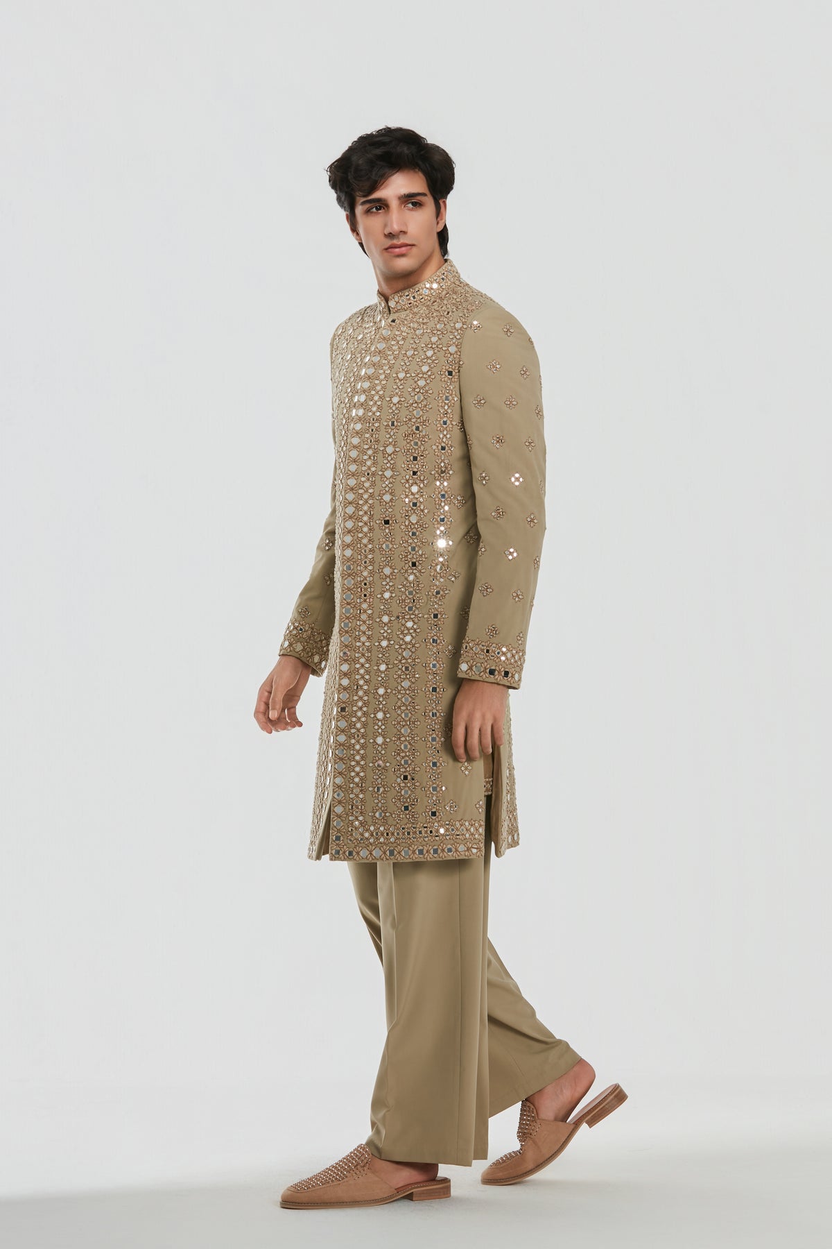 Abhinav Mishra - Shrine Dune Sherwani Set