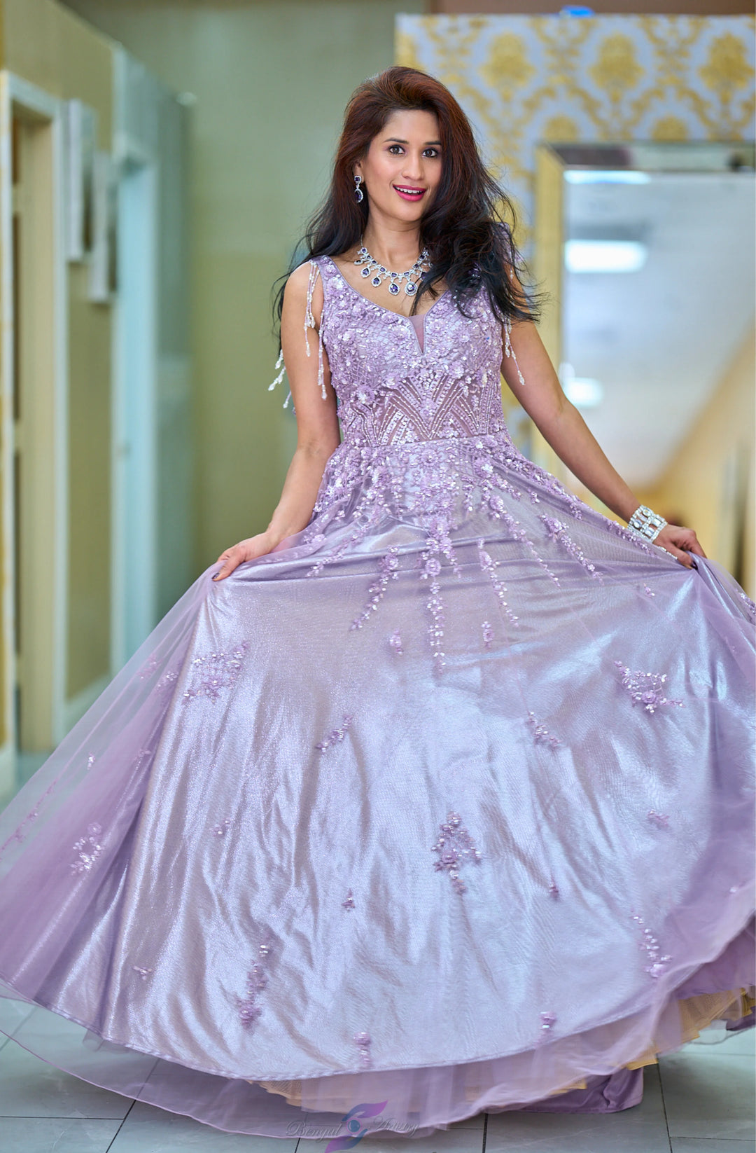 Anika — Lavender Luster Embellished Gown