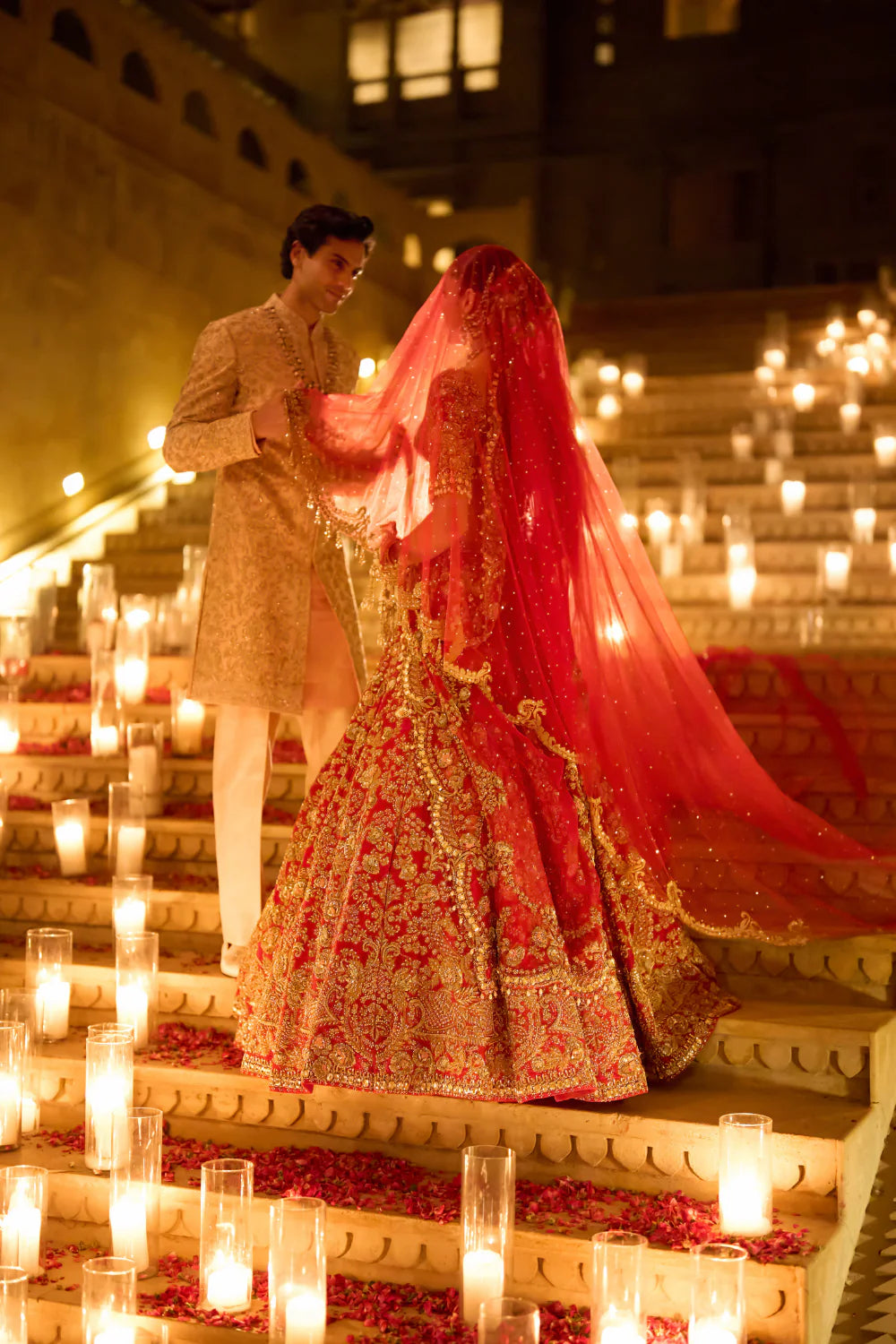 Seema Gujral - Red Zardosi Lehenga Set