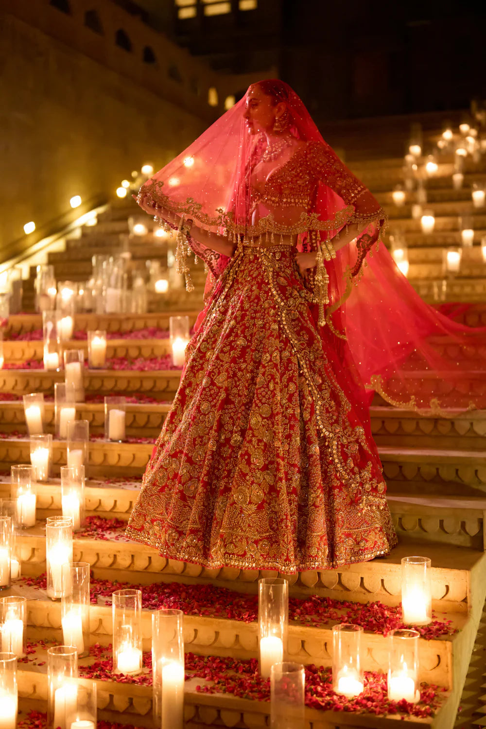 Seema Gujral - Red Zardosi Lehenga Set