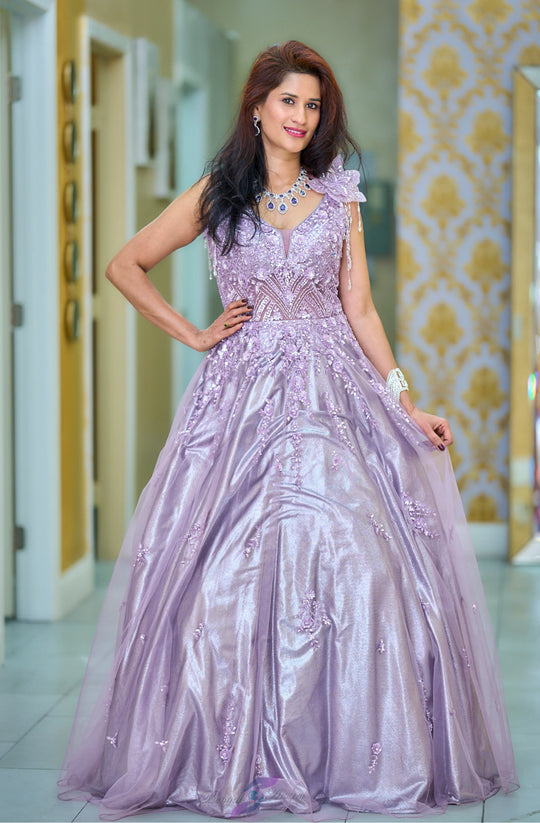 Anika — Lavender Luster Embellished Gown
