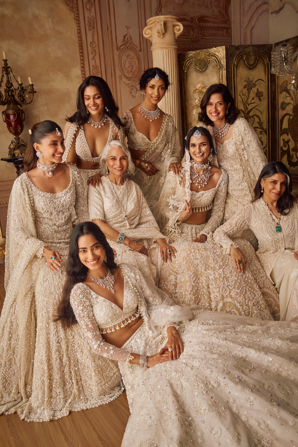 Seema Gujral - Ivory Floral Lehenga Set