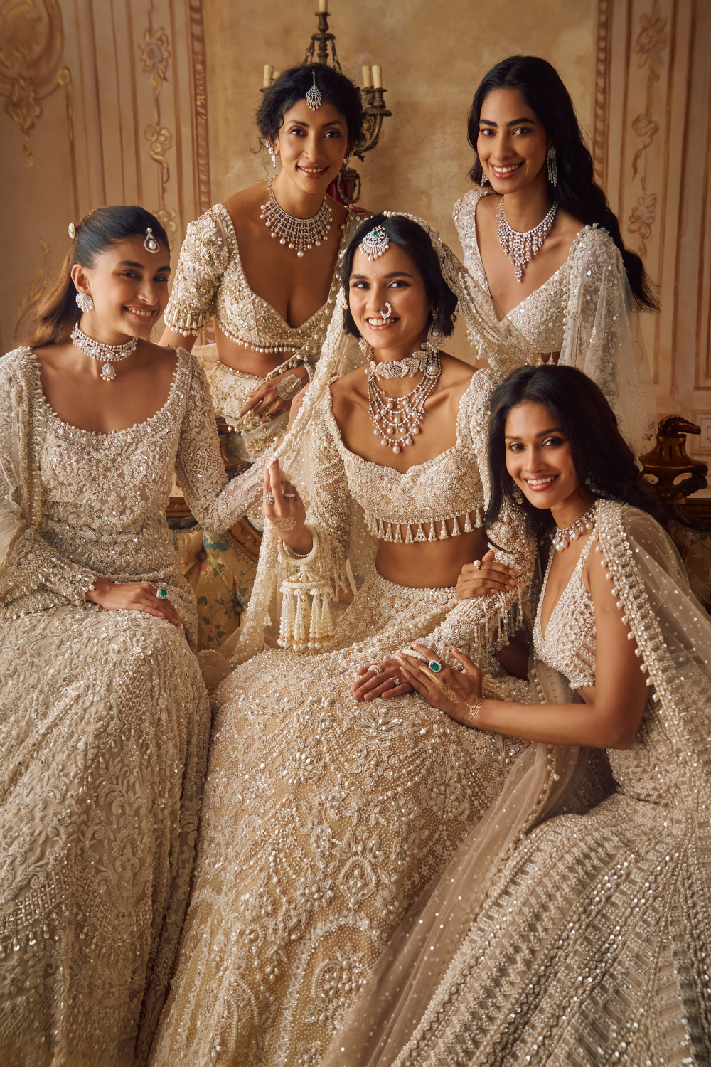 Seema Gujral - Nude Pearl Lehenga Set
