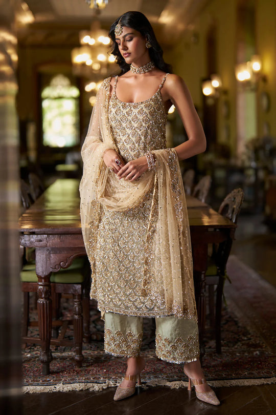 Seema Gujral - Sage Green Sequin Pant Set