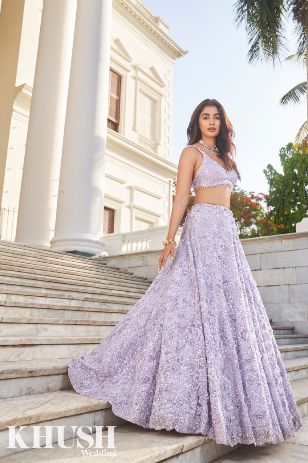 Seema Gujral - Mauve Sequin Lehenga Set
