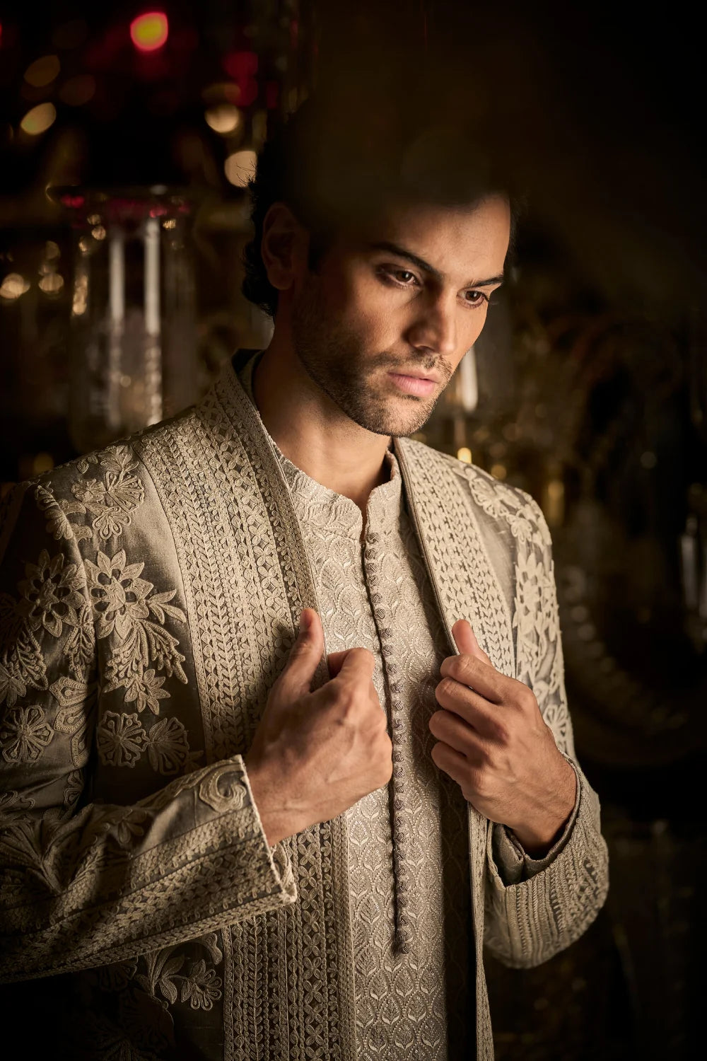 Seema Gujral - Silver Grey Open Jacket