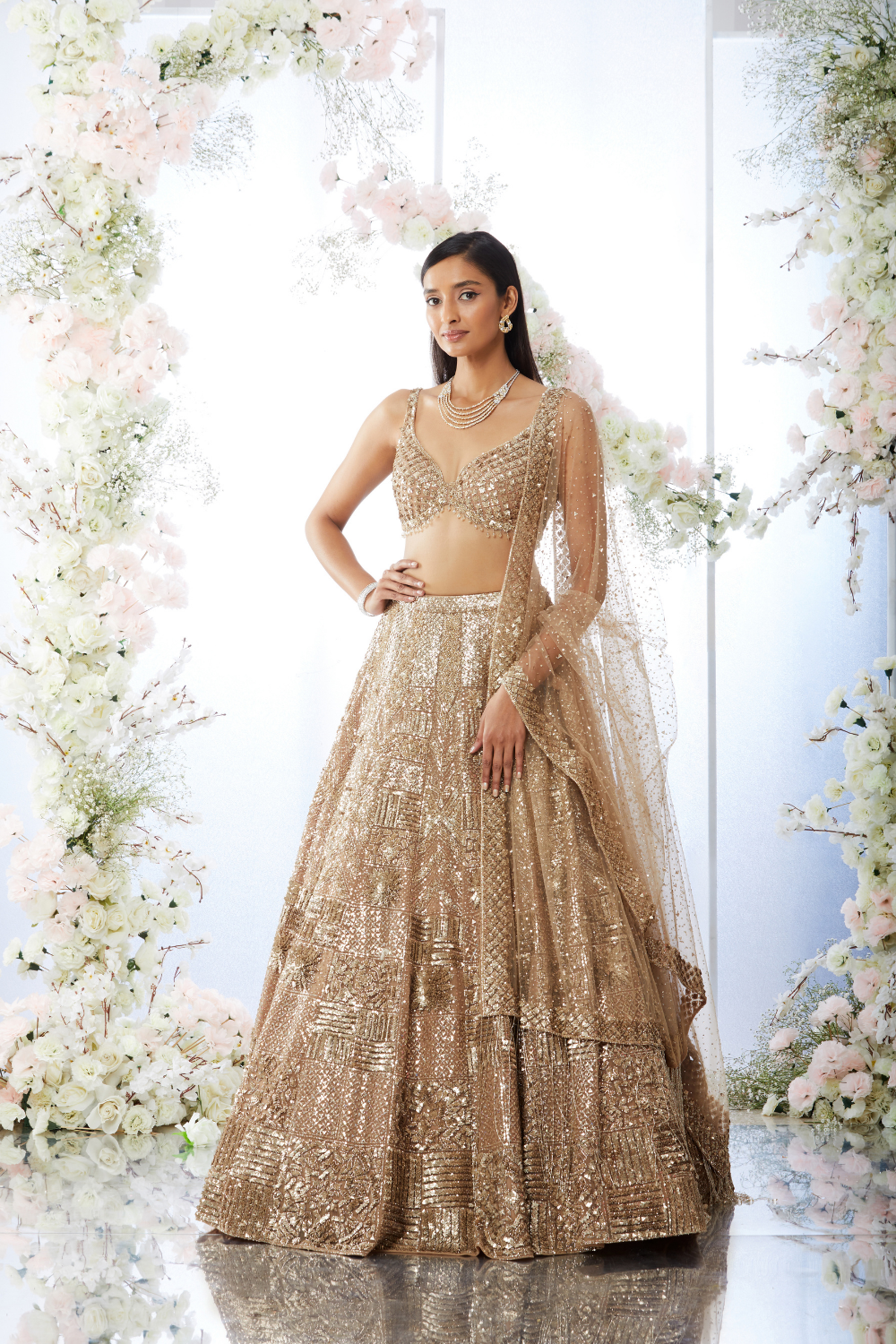 Seema Gujral - Biscotti Gold Sequin Lehenga Set