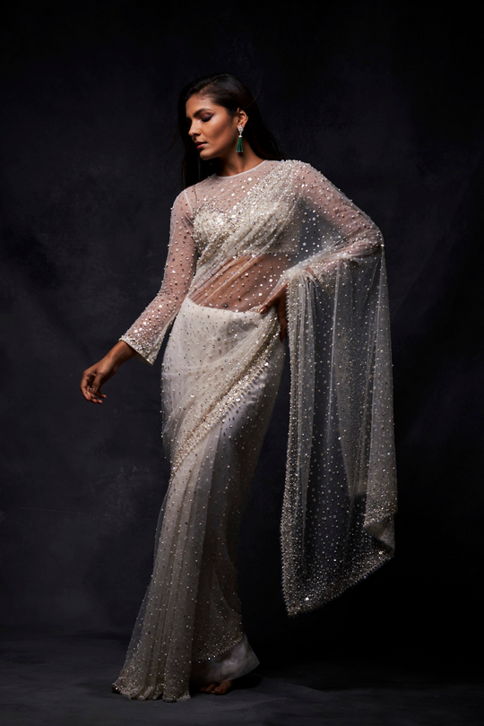 Seema Gujral - Crystal Pearl Saree