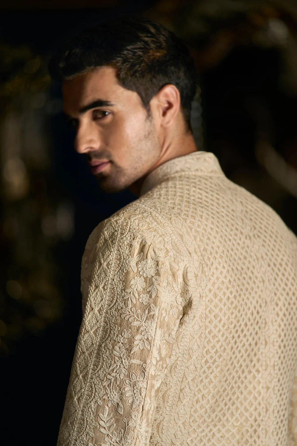 Seema Gujral - Nude Cream Sherwani Set