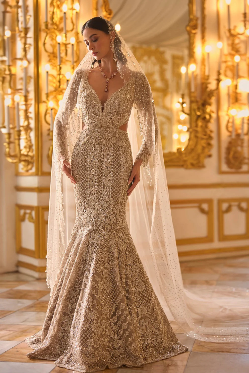 Seema Gujral - Champagne Sequin Gown