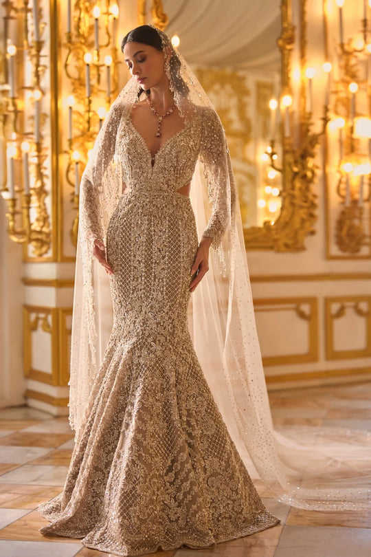 Seema Gujral - Champagne Sequin Gown