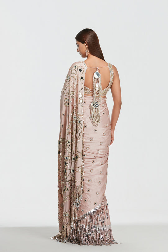 Abhinav Mishra - Shrine Peony Pink Saree Set