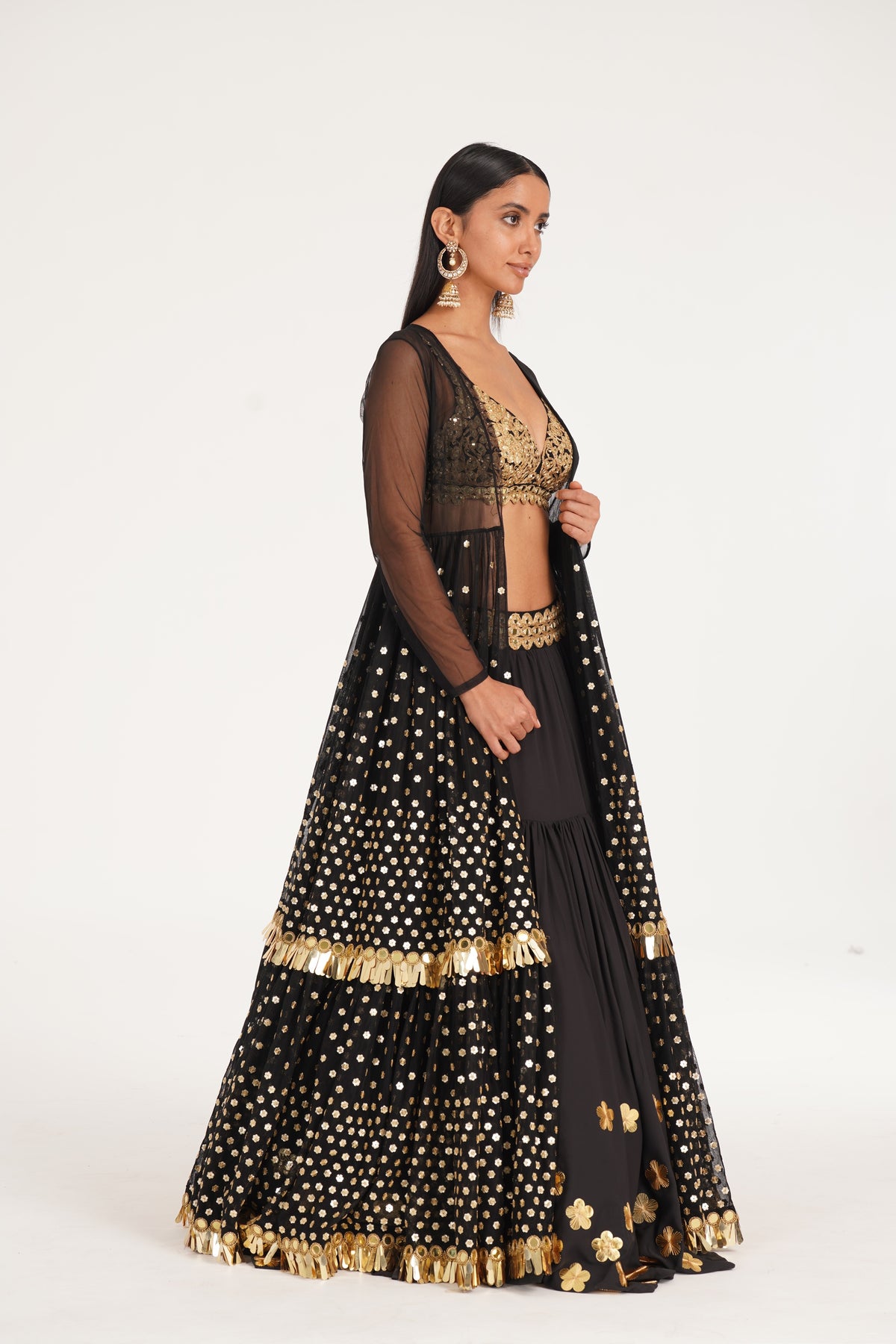 Abhinav Mishra - Intense black jacket skirt set