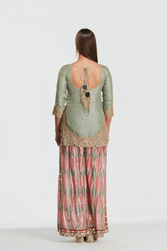 Abhinav Mishra - Mist Green Sharara Set