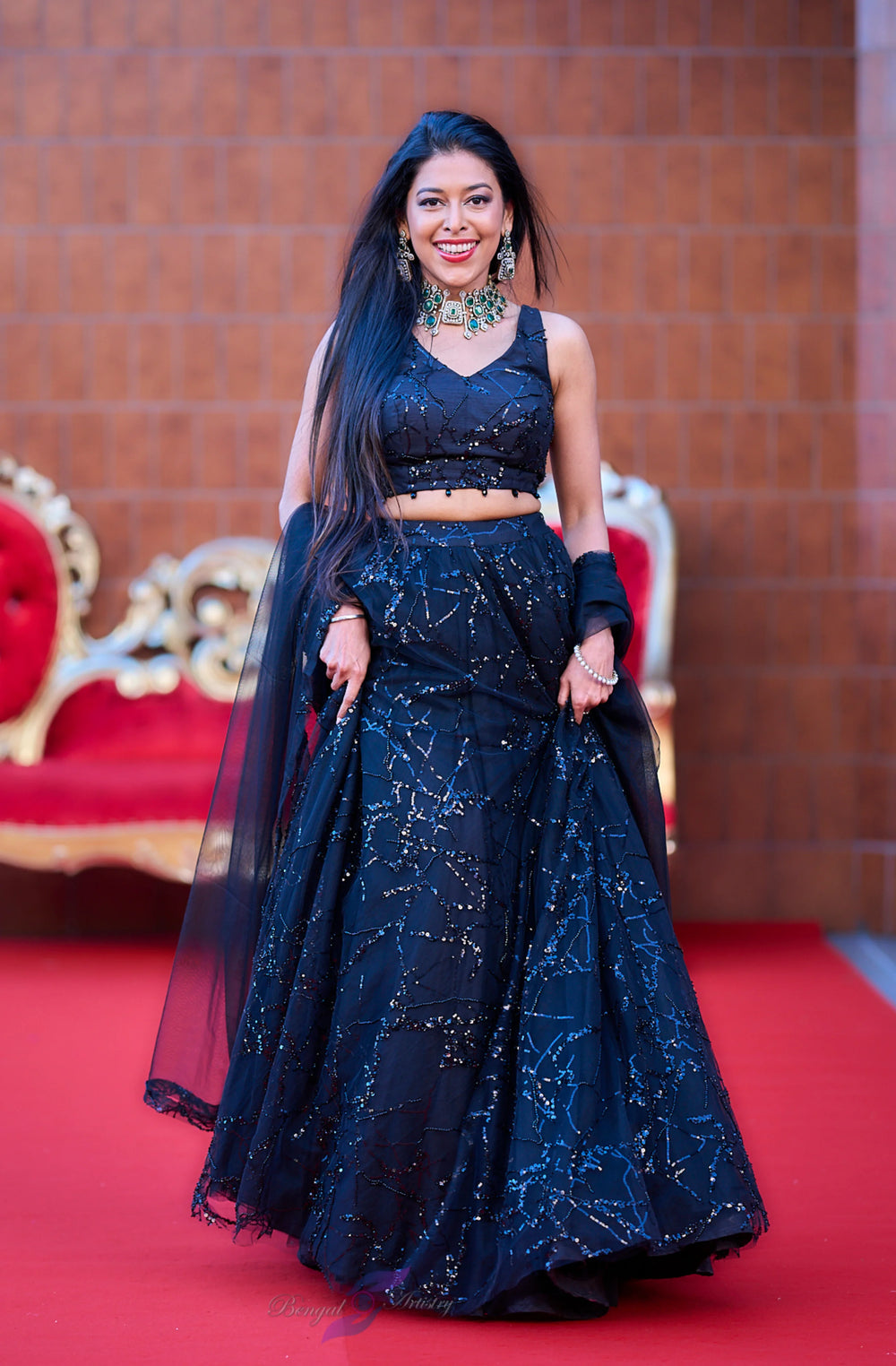 Kavisha — Midnight Constellation Sequin Lehenga