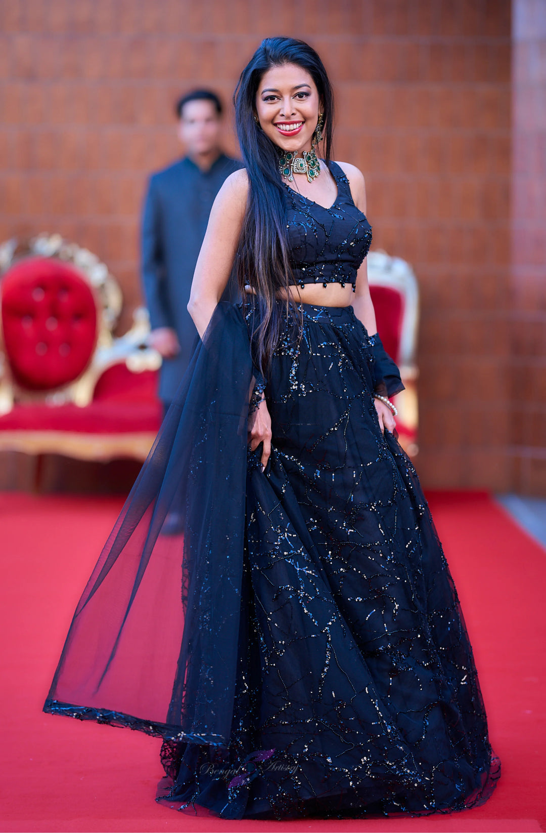 Kavisha — Midnight Constellation Sequin Lehenga