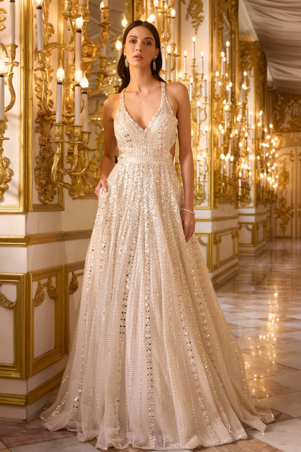 Seema Gujral - Ivory Sequin Gown