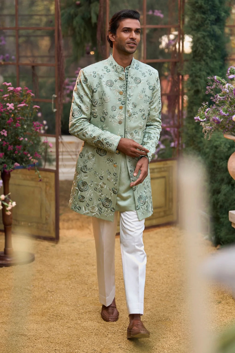 Seema Gujral - Emerald Sherwani Set